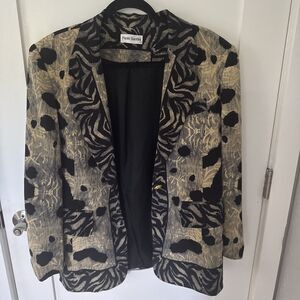 VINTAGE Y2K WOMANS PAOLO SANTINI JACKET BLAZER 100% SILK ANIMAL LINED SIZE 10